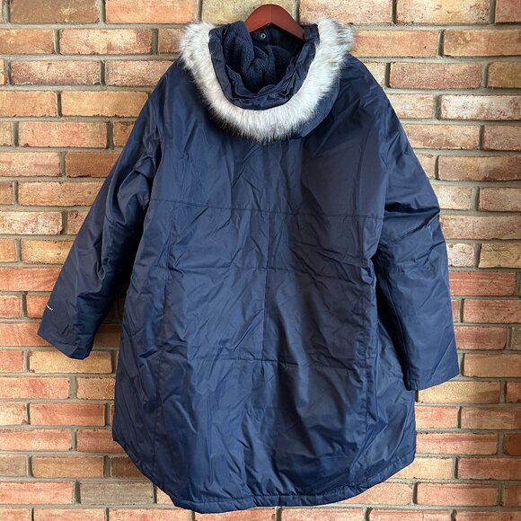 Columbia Suttle Mountain Long Insulated Hooded Jacket Coat Navy Size 3X - Picture 2 of 6